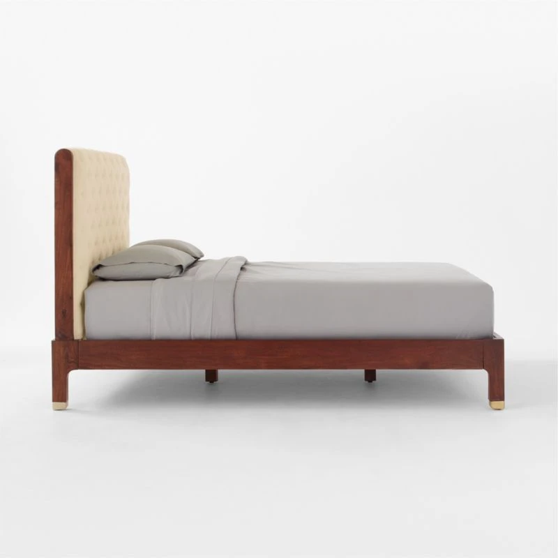 Crosby Tufted White Velvet And Wood Queen Bed 4 Crosby Tufted White Velvet And Wood Queen Bed - Image 2