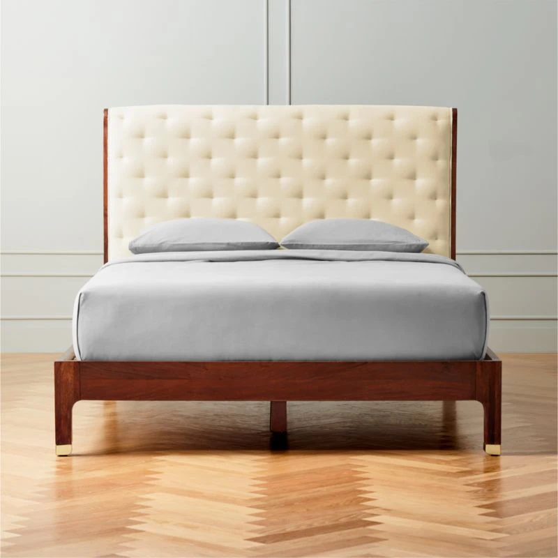 Crosby Tufted White Velvet And Wood Queen Bed 3 Crosby Tufted White Velvet And Wood Queen Bed