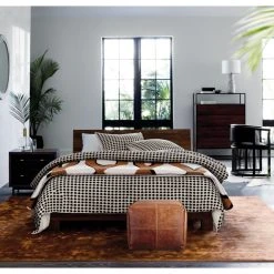 Dondra Teak Wood Queen Bed -Cb2 Pop Shop DondraQueenBedEstelaBlackWhiteSP19