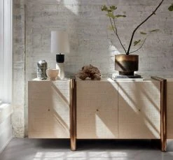 Dorset Lacquered White Linen Credenza -Cb2 Pop Shop DorsetLinenCredenzaJL19