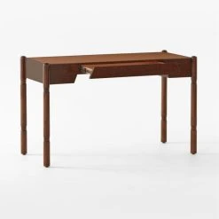 Dreher Brown Leather Desk With Drawer -Cb2 Pop Shop DreherWoodDesk3QAVSSS22