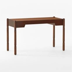 Dreher Brown Leather Desk With Drawer -Cb2 Pop Shop DreherWoodDesk3QSSS22