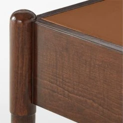 Dreher Brown Leather Desk With Drawer -Cb2 Pop Shop DreherWoodDeskAVSSS22