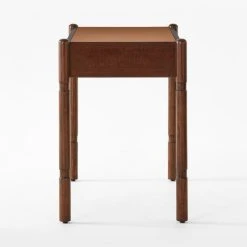 Dreher Brown Leather Desk With Drawer -Cb2 Pop Shop DreherWoodDeskSDSSS22