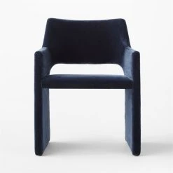Foley Faux Mohair Navy Dining Armchair -Cb2 Pop Shop FoleyNvyFxMhrDiningChairSOSSF21