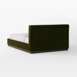 Forte Channeled Green Velvet Queen Bed -Cb2 Pop Shop ForteGreenQueenBed3QBSSF22