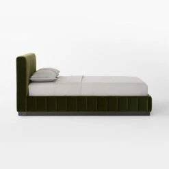 Forte Channeled Green Velvet Queen Bed -Cb2 Pop Shop ForteGreenQueenBedSDSSF22