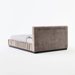 Forte Channeled Grey Velvet Queen Bed -Cb2 Pop Shop ForteGreyLushNickelQBed3QBSSS21