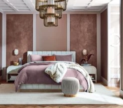 Forte Channeled White Queen Bed -Cb2 Pop Shop ForteQueenBedMauveWashedJL19