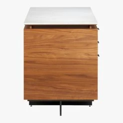 Fullerton 6-Drawer Walnut Wood Desk With White Marble Top -Cb2 Pop Shop FullertonMdlrDskW2DrwrsSDS18