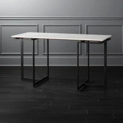 Fullerton Black Metal Desk With White Marble Top