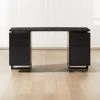Fullerton 6-Drawer Black Oak Wood Desk With Black Marble Top