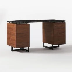 Fullerton 6-Drawer Walnut Wood Desk With Black Marble Top 14 Fullerton 6-Drawer Walnut Wood Desk With Black Marble Top -Cb2 Pop Shop FullertonModBkDkW2WltDrw3QBF20