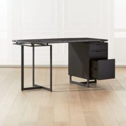 Fullerton 3-Drawer Black Metal And Oak Wood Desk With Black Marble Top 12 Fullerton 3-Drawer Black Metal And Oak Wood Desk With Black Marble Top -Cb2 Pop Shop FullertonModBkDkWBkDrNLgAV2SHF20 1x1