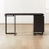 Fullerton 3-Drawer Black Metal And Oak Wood Desk With Black Marble Top -Cb2 Pop Shop FullertonModBkDkWBkDrNLgSHF20 1x1