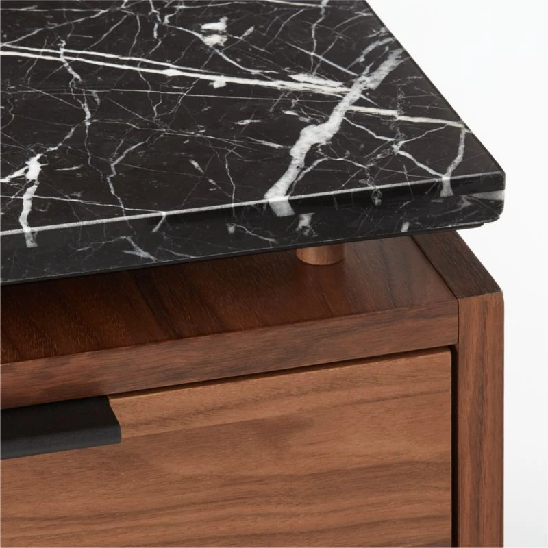 Fullerton 3-Drawer Metal And Walnut Wood Desk With Black Marble Top 9 Fullerton 3-Drawer Metal And Walnut Wood Desk With Black Marble Top - Image 7