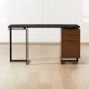 Fullerton 3-Drawer Metal And Walnut Wood Desk With Black Marble Top -Cb2 Pop Shop FullertonModBkDkWWlDrNLgSHF20 1x1