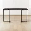 Fullerton Black Metal Desk With Black Marble Top -Cb2 Pop Shop FullertonModBkDskWTwoLegsSHF20 1x1