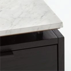 Fullerton 6-Drawer Black Oak Wood Desk With White Marble Top -Cb2 Pop Shop FullertonModWtDkWBkDrNLgAVF20