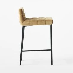 Gabe Gold Tufted Low-Back Counter Stool Set Of 2 -Cb2 Pop Shop GabeCounterStoolGoldSDSSF22