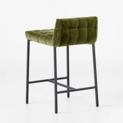 Gabe Pesto Tufted Low-Back Counter Stool -Cb2 Pop Shop GabeTftdCounterStlPesto3QBSSF22