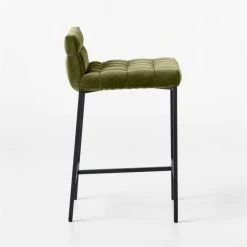 Gabe Pesto Tufted Low-Back Counter Stool -Cb2 Pop Shop GabeTftdCounterStlPestoSDSSF22