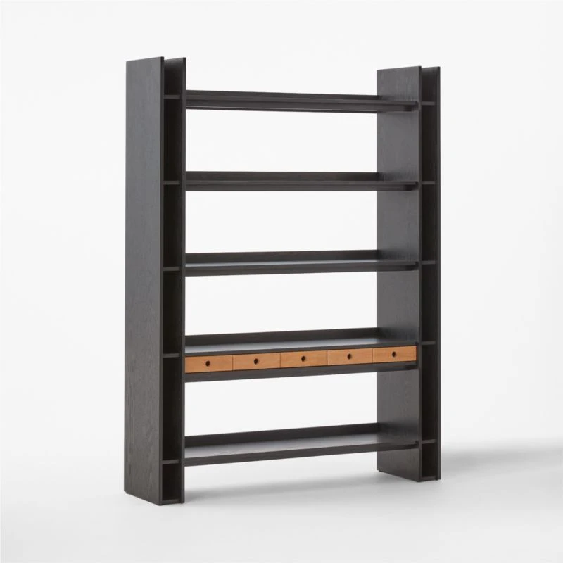 Genova Black Ebonized Oak Bookcase 9 Genova Black Ebonized Oak Bookcase - Image 7