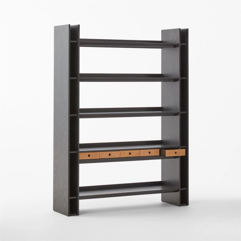 Genova Black Ebonized Oak Bookcase 10 Genova Black Ebonized Oak Bookcase - Image 8