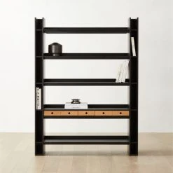 Genova Black Ebonized Oak Bookcase