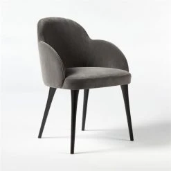 Giulia Grey Velvet Dining Armchair -Cb2 Pop Shop GiuliaGreyDiningChair3QS21