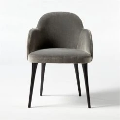 Giulia Grey Velvet Dining Armchair -Cb2 Pop Shop GiuliaGreyDiningChairSOS21