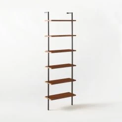 Helix Walnut Wood Wall Mount Bookshelf 96'' -Cb2 Pop Shop Helix96inWalnutBookcase3QSSS21