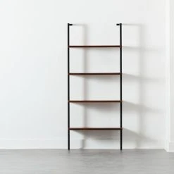 Helix Walnut Wood Wall Mount Bookshelf 70''