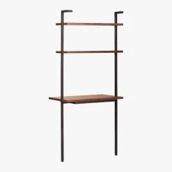 Helix Walnut Wood Wall Mount Desk With Shelves 70'' -Cb2 Pop Shop HelixShortDeskWalnut3QBS20