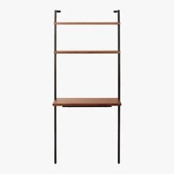 Helix Walnut Wood Wall Mount Desk With Shelves 70'' -Cb2 Pop Shop HelixShortDeskWalnutSOS20