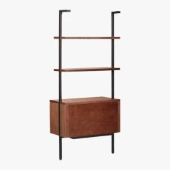 Helix 70" Walnut Bookcase With 2 Drawers -Cb2 Pop Shop HelixShortShlf2DrwWalnut3QBS20
