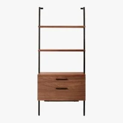 Helix 70" Walnut Bookcase With 2 Drawers -Cb2 Pop Shop HelixShortShlf2DrwWalnutSOS20