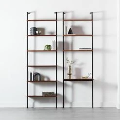 Helix Walnut Wood Wall Mount Bookshelf 96'' -Cb2 Pop Shop HelixTallBookcaseNDeskFHS20 1x1 1