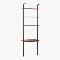 Helix Walnut Wood Wall Mount Desk With Shelves 96'' -Cb2 Pop Shop HelixTallDeskWalnut3QBS20
