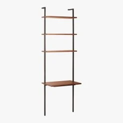Helix Walnut Wood Wall Mount Desk With Shelves 96'' -Cb2 Pop Shop HelixTallDeskWalnut3QS20
