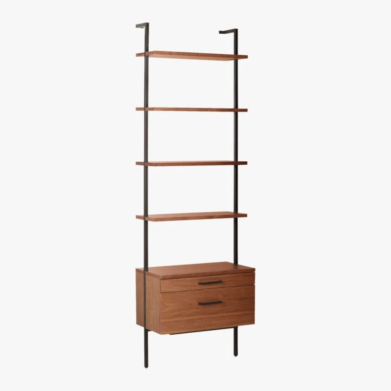 Helix 96" Walnut Bookcase With 2 Drawers 7 Helix 96" Walnut Bookcase With 2 Drawers - Image 5