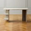 Hera Torrento Brown Marble Desk With Shelves -Cb2 Pop Shop HeraMarbleDeskAVSHF21