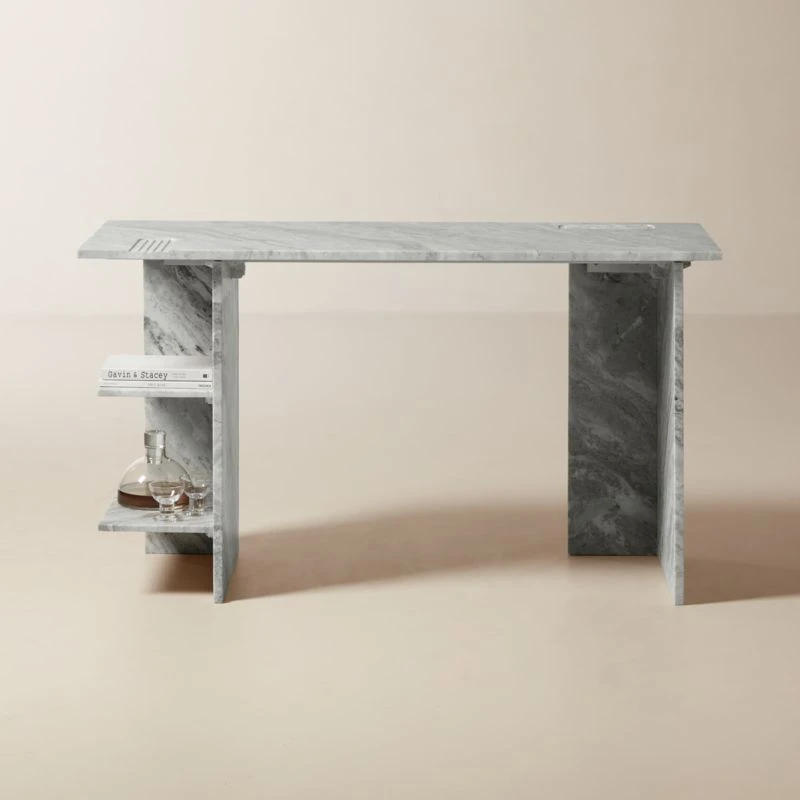 Hera Torrento Brown Marble Desk With Shelves 4 Hera Torrento Brown Marble Desk With Shelves - Image 2