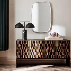 Tiled Horn And Acacia Wood Credenza -Cb2 Pop Shop HornCredenzaDomesBlackSP21 1x1