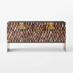 Tiled Horn And Acacia Wood Credenza -Cb2 Pop Shop HornMediaCredenzaSOSSF21