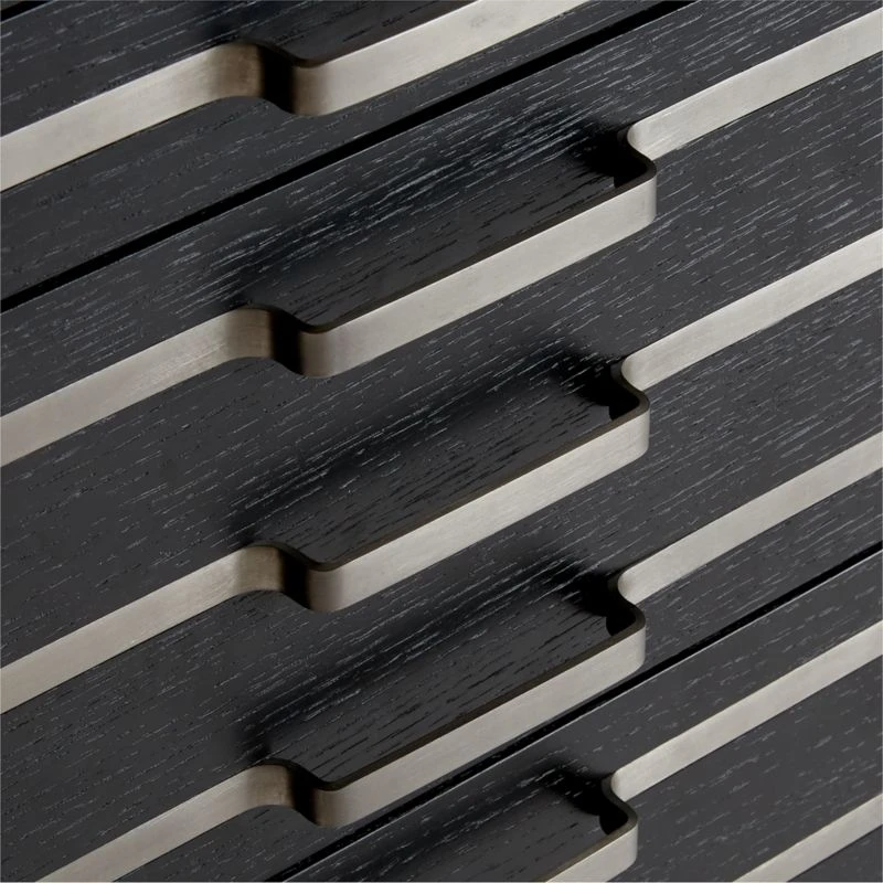 Inline Black Oak Wood 4-Drawer File Cabinet With Blackened Steel Handles 9 Inline Black Oak Wood 4-Drawer File Cabinet With Blackened Steel Handles - Image 7