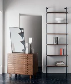 Helix Walnut Wood Wall Mount Bookshelf 96'' -Cb2 Pop Shop InlineBrassFilingCabinetJN20 1