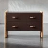 Crillo 2-Drawer Brown Nightstand With Mirror Top -Cb2 Pop Shop KDCrilloNatNightstandSHF21