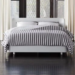 Bowed White Lacquered Queen Bed
