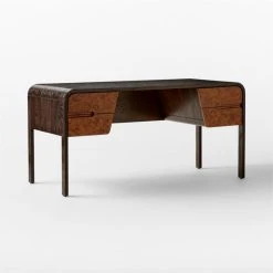 Kasen Burl Wood Executive Desk 11 Kasen Burl Wood Executive Desk -Cb2 Pop Shop KasenExecutiveDesk3QSSS23